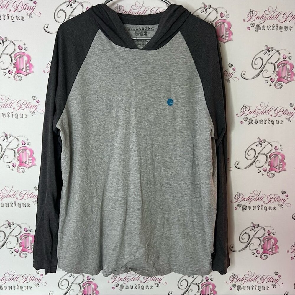 Billabong Gray and Black long sleeve style Hoodie lightweight logo